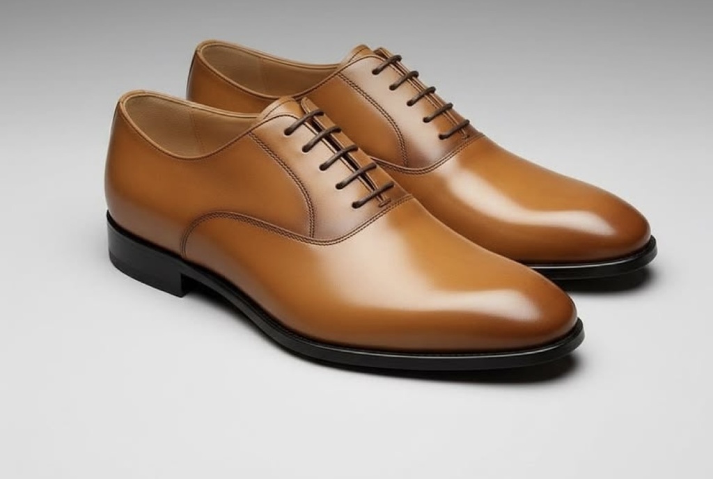MossMaison Men's Handcrafted Plain Toe Oxford Shoes Cognac Tan (ID#MM104)