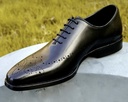 MossMaison Men's Hand-Burnished Medallion Toe Oxford Shoes Black (ID#MM105)